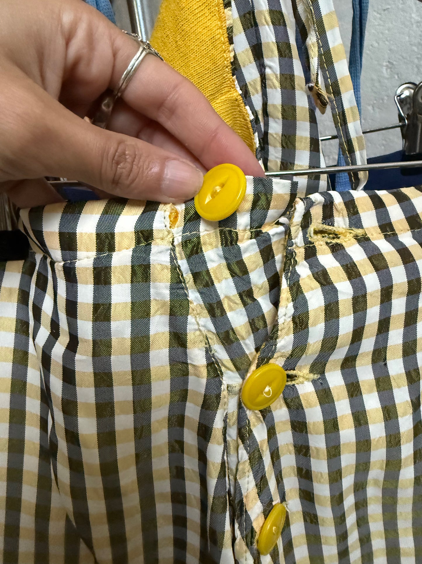 1940s Yellow/Black/White Gingham Pin-up Playsuit