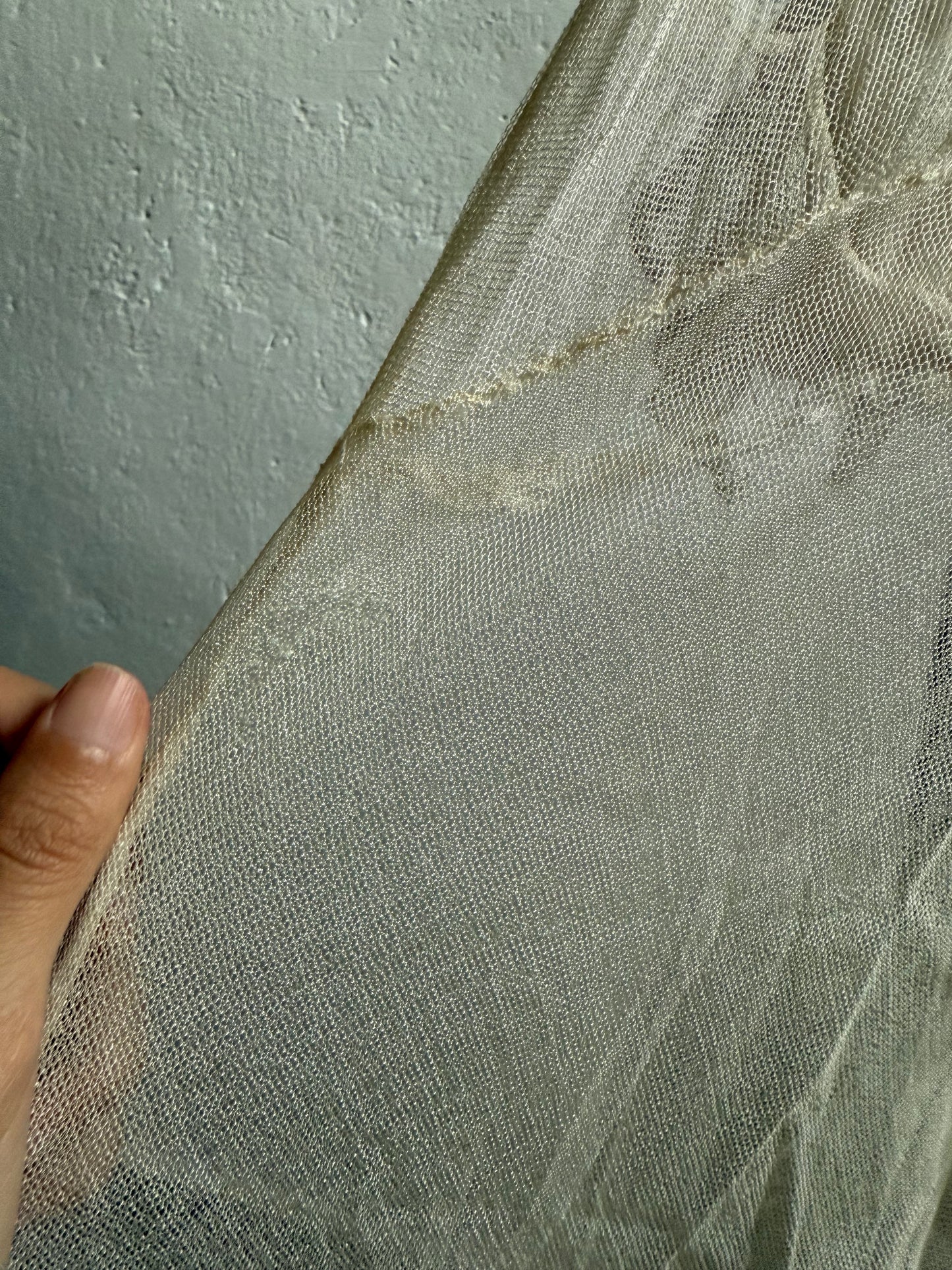 1930s Sheer Net Ruffle Backless Angel Wing Dress