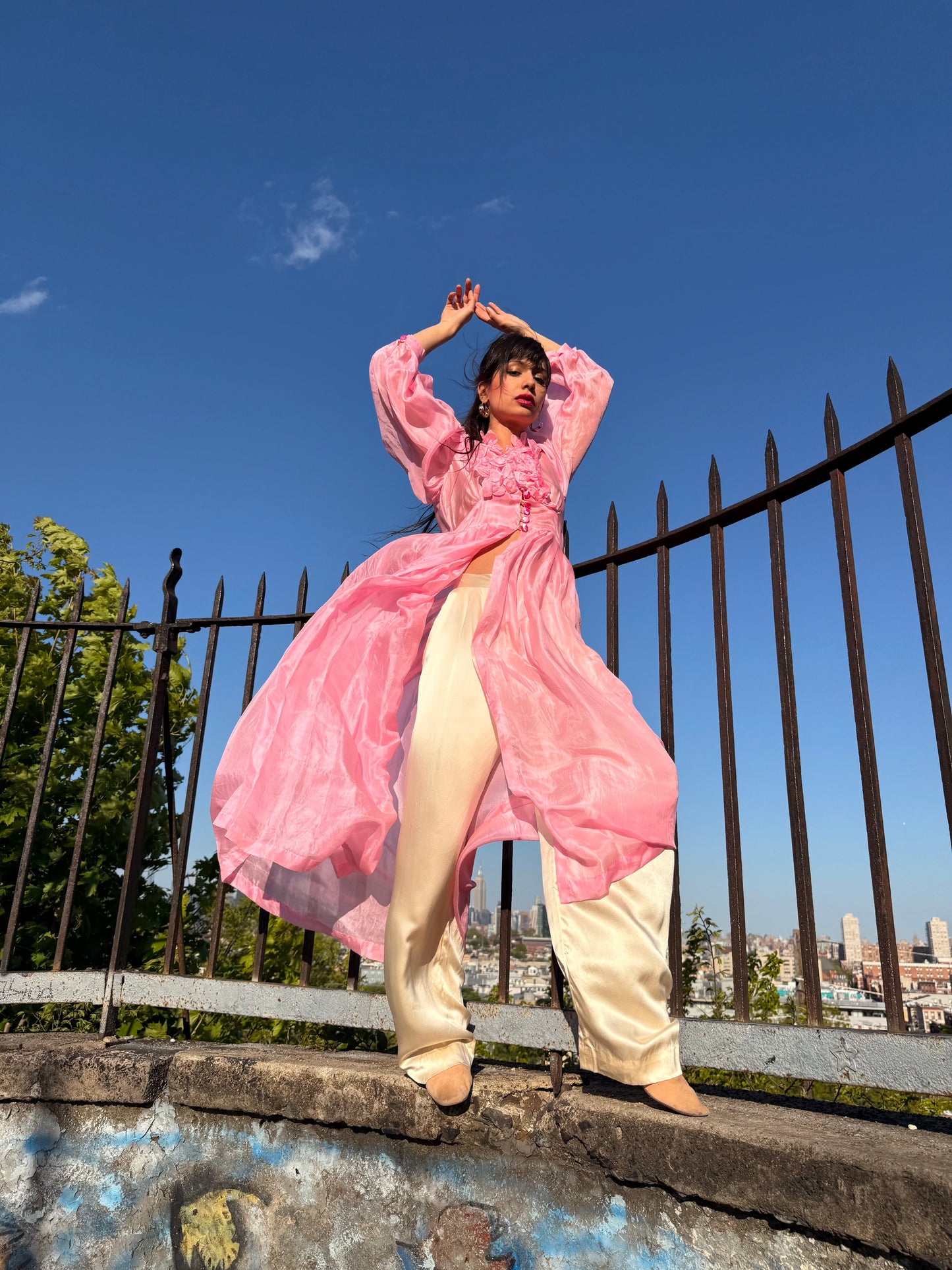 1940s Pink Parachute Silk Peignoir