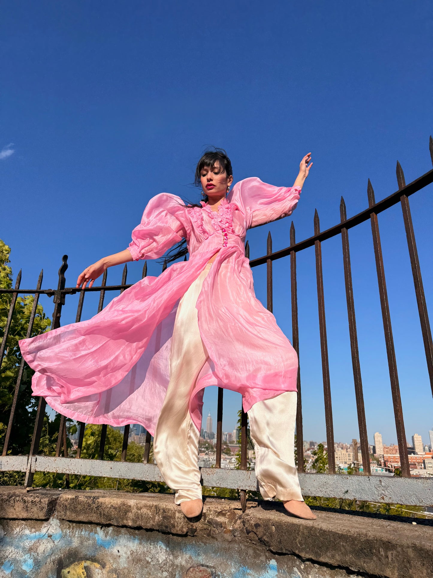 1940s Pink Parachute Silk Peignoir