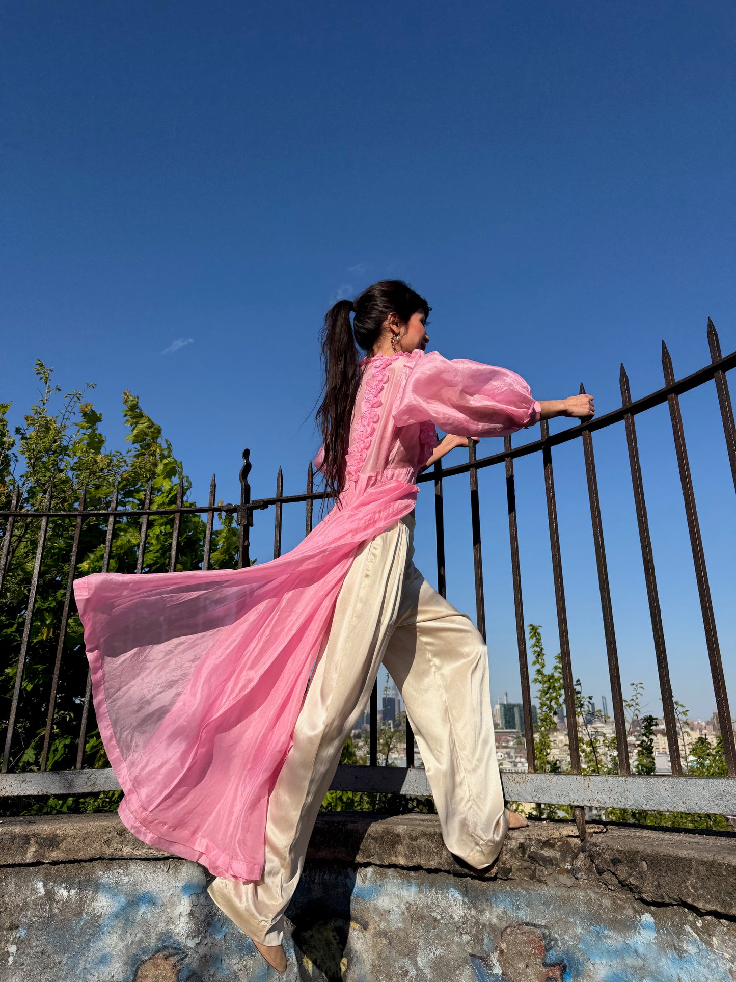 1940s Pink Parachute Silk Peignoir