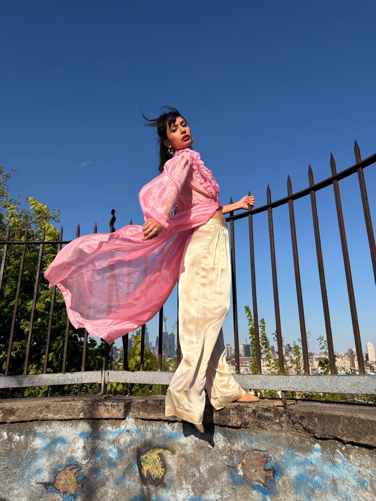 1940s Pink Parachute Silk Peignoir