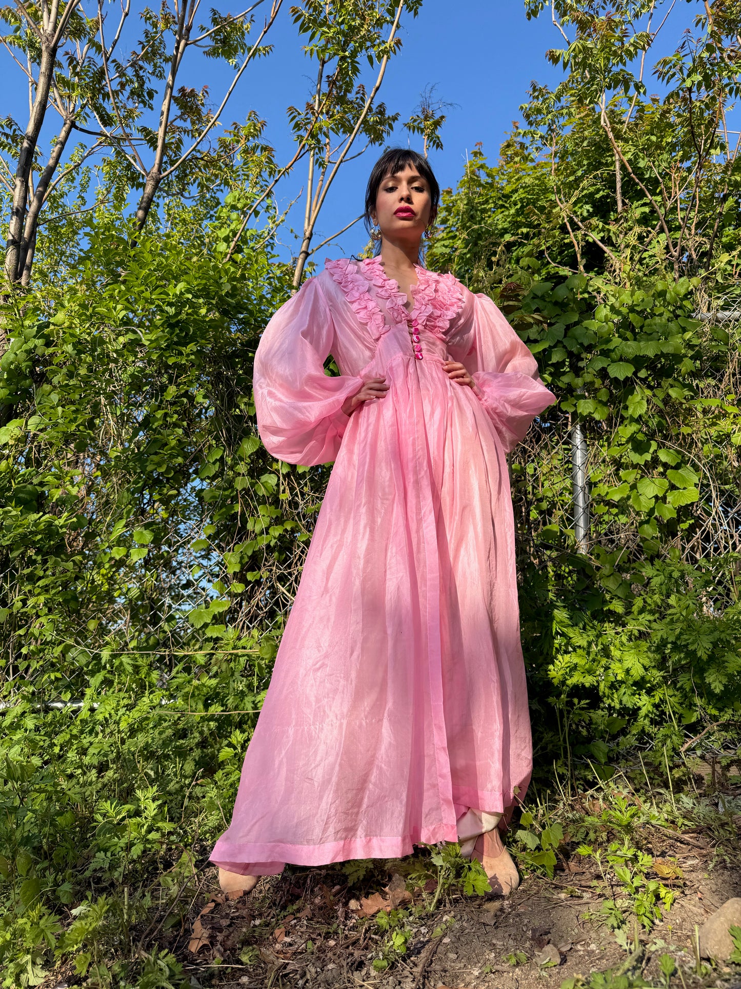 1940s Pink Parachute Silk Peignoir