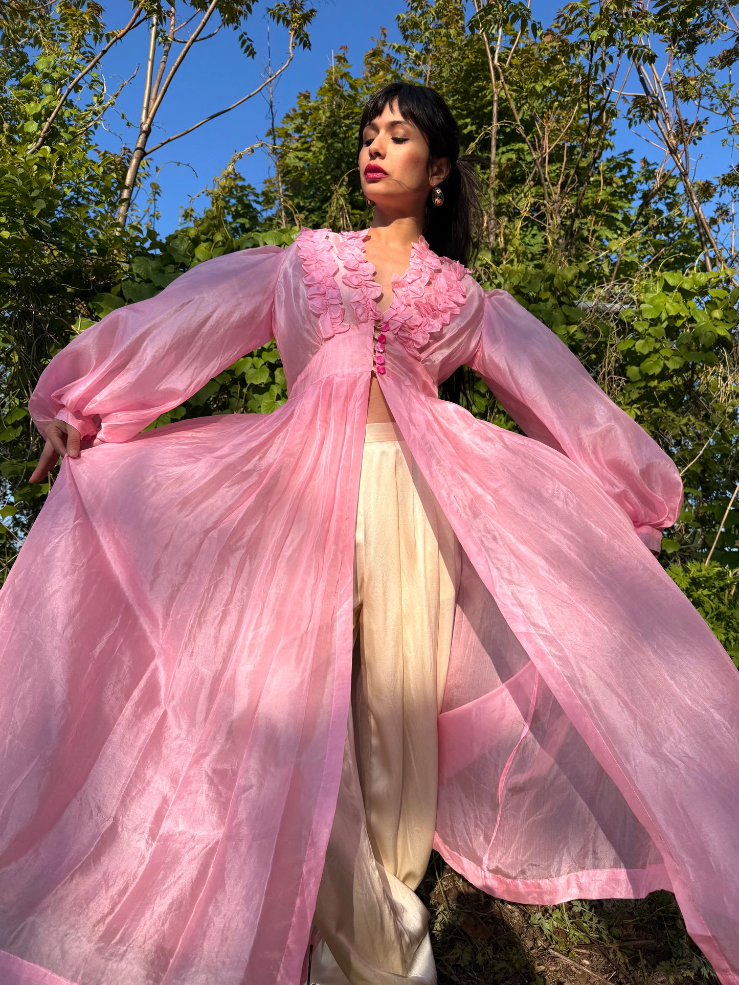 1940s Pink Parachute Silk Peignoir