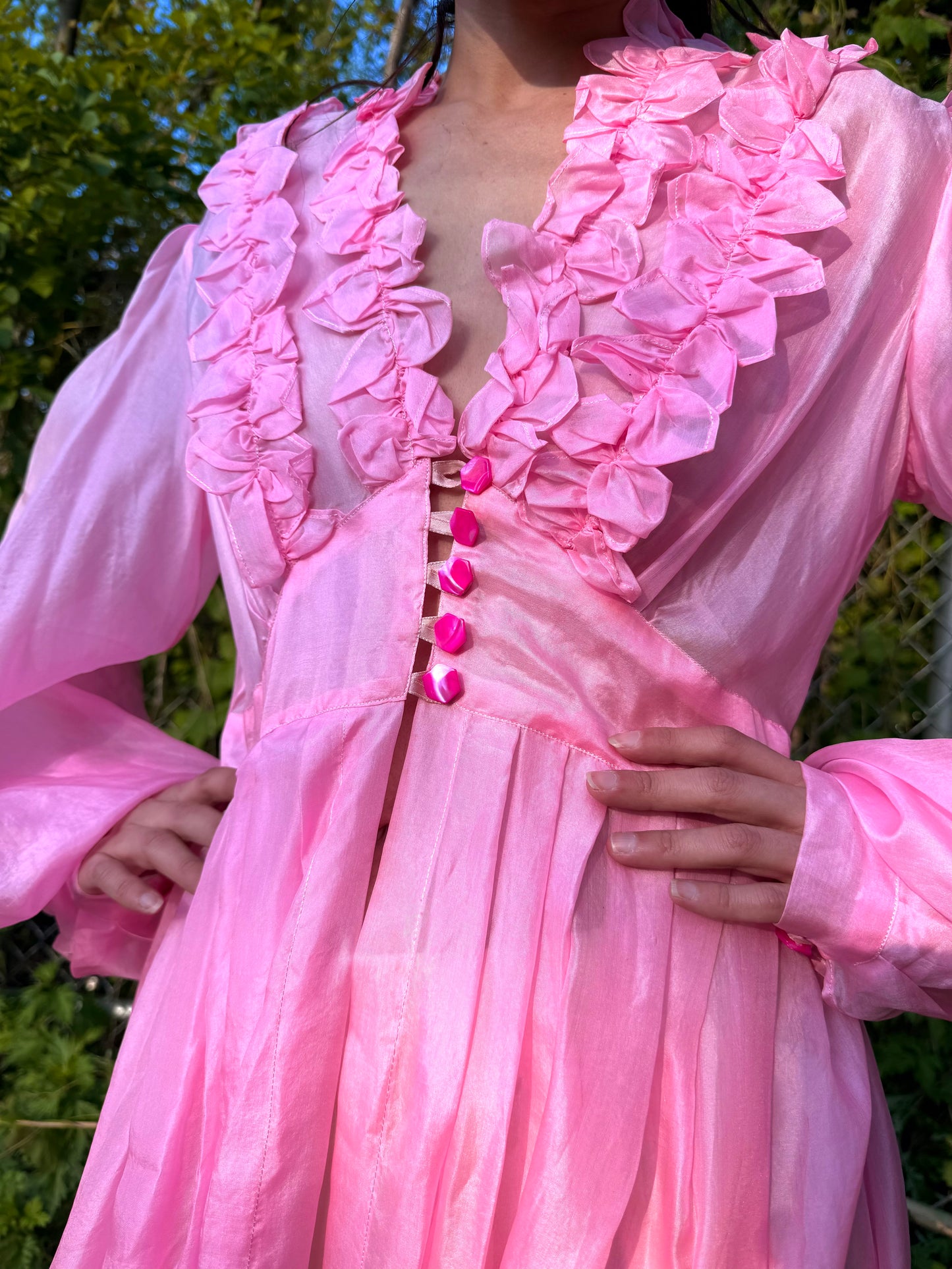 1940s Pink Parachute Silk Peignoir
