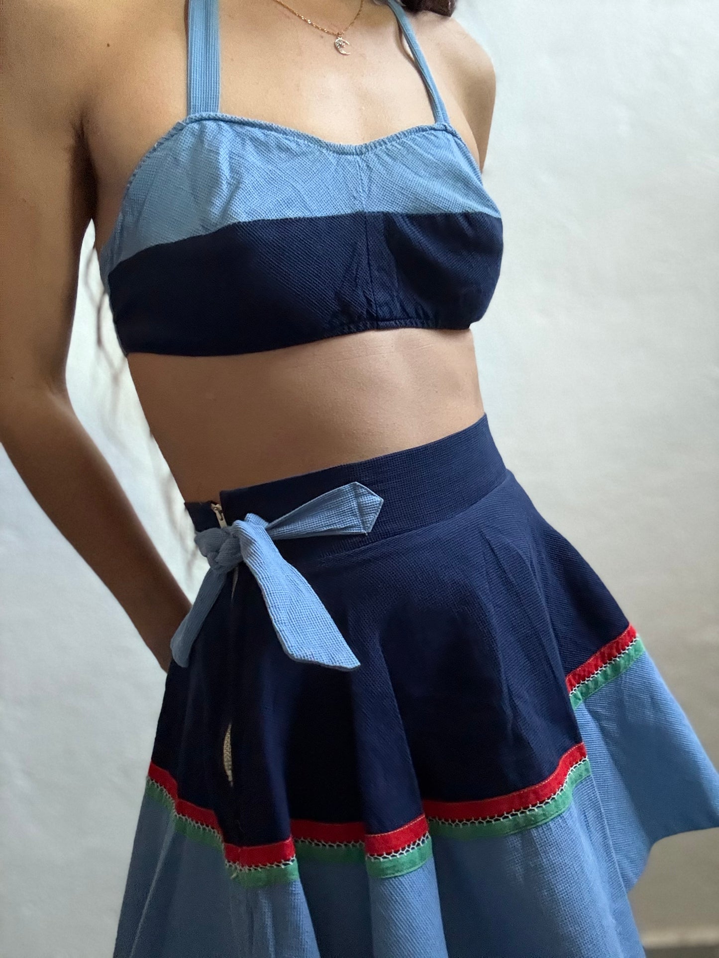 1940s Waffle Cotton Pin-up Playsuit