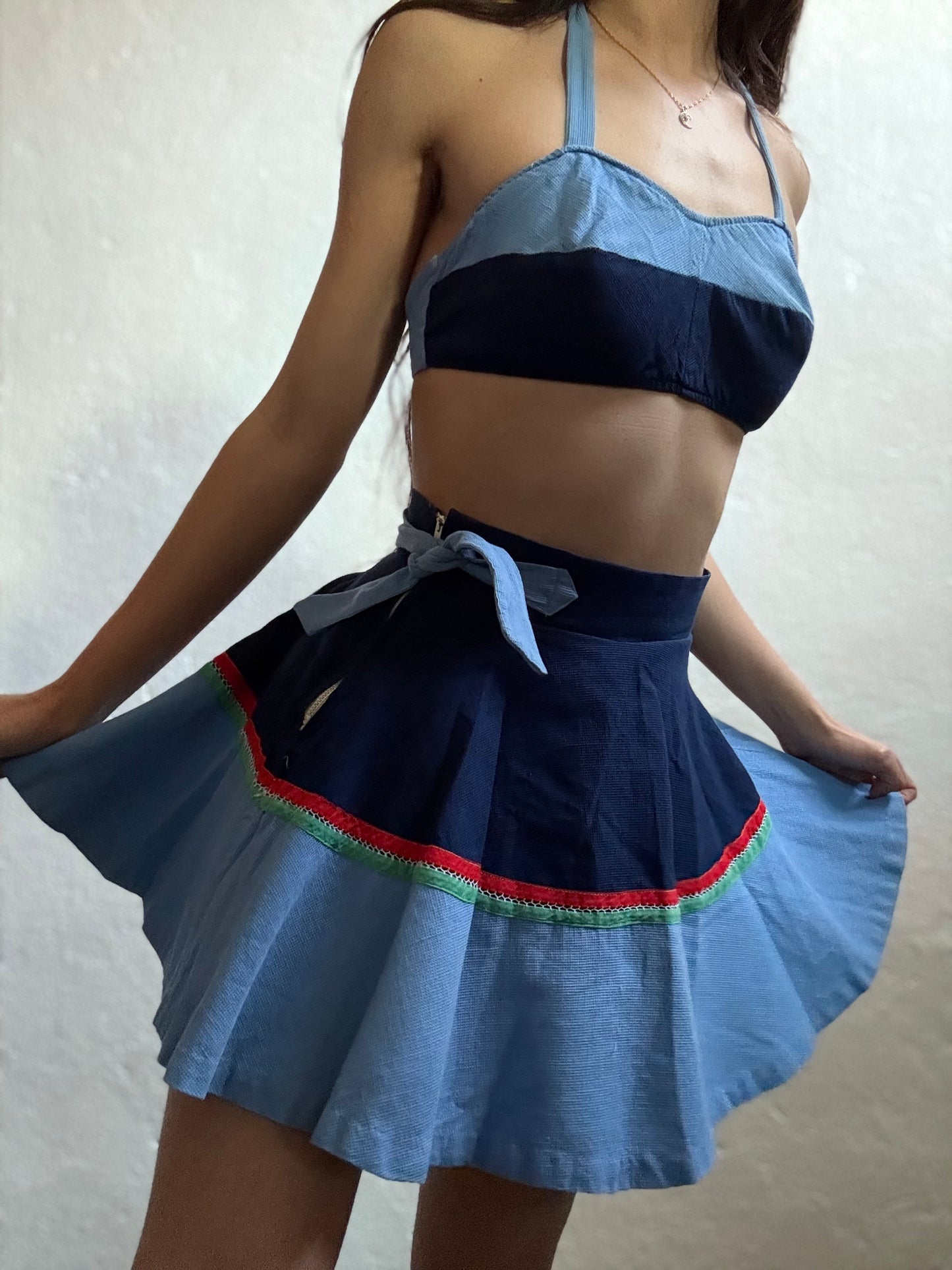 1940s Waffle Cotton Pin-up Playsuit
