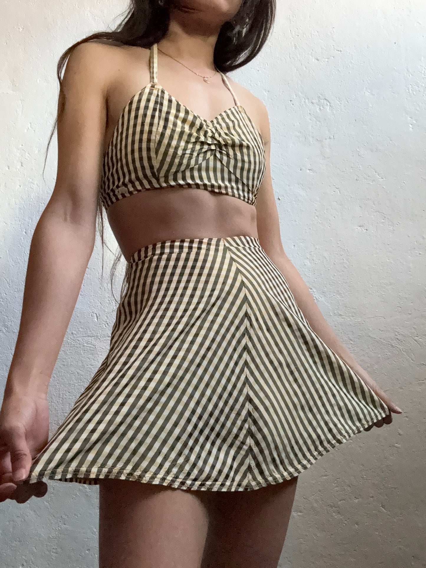 1940s Yellow/Black/White Gingham Pin-up Playsuit