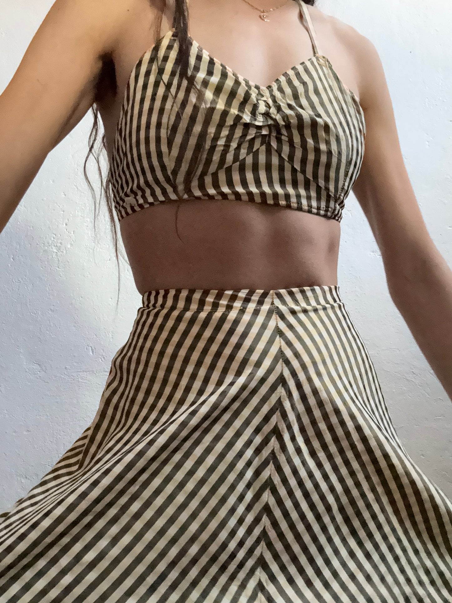 1940s Yellow/Black/White Gingham Pin-up Playsuit